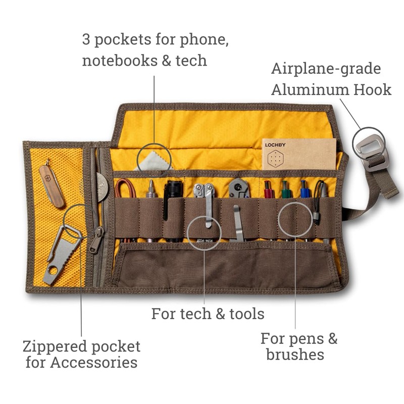 LOCHBY® Art & Electronic Organizer | EDC Roll-Up Tool Bag