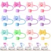 1pc 10mm Beige Bow Straw Cover Lovely Drinking Straw Tips