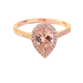Classic 18K Rose Gold Plated Ring with Champagne Diamond Fashion and Elegant Water Drop Pear Shape Ring 925 Engagement Wedding Ring CZC005 (9)