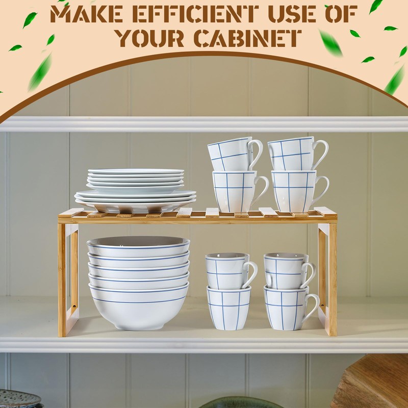 BrightRow 2 Pcs Kitchen Cabinet Organizer Bamboo Bookshelf Bamboo Kitchen