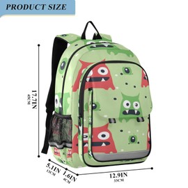 senya School Backpack Kids College Rucksack Travel Bookbag Fashion Back Pack Girls Boys Red Green Monster