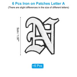 PATIKIL Old English Iron on Letter Patches, 6Pcs Embroidered Applique Sew on Iron on Patches for Clothing Backpacks Hats Jackets Shirts, Letter N