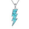 Lightning Bolt Necklace 925 Sterling Silver Turquoise Thunder Pendant Minimalist