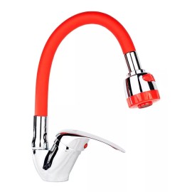 CNX Mezcladora Monomando Con Cuello Flexible Rojo