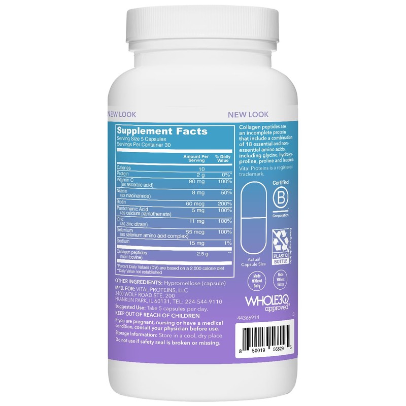 Vital Proteins Collagen Peptides Beauty Edition Capsules, 2.5g of Collagen