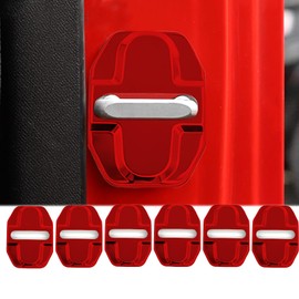 YJMOTOR for Jeep JK Door Lock Covers Protection Trim for 2007-2018 Jeep Wrangler JK JKU, Grand Cherokee, Chrysler, Dodge Jcuy/Joureny, Caliber, Grand Voager, 2019 RAM 6Pcs(Glossy Red)