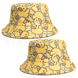 SAIIURV 2 Pcs Bucket Hats Women, Fashion Sun Cap Outdoor, Foldable Cute Bucket Hat, Double-Sided Bucket Hats, Sun Fisherman Hat, Foldable Fisherman Hat for Travel Beach Hiking, Shopping (Yellow)