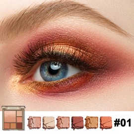 Apooliy 2 x Shimmer & Matte Eyeshadow Palette, Long-Lasting Cream Eyeshadow, Waterproof Eyeshadow Powder, Highly Pigmented, 6-Colour Eyeshadow Palette, Easy to Use, Sweat-Resistant