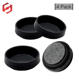SUL Castor Caster Cup With Felt Pad Non Slip Floor Protector Glide For Chair Leg, Sofa Protect Wood Laminate Floor Tile Lino Floor From Scratch Dimension 66mm -4pk – Black