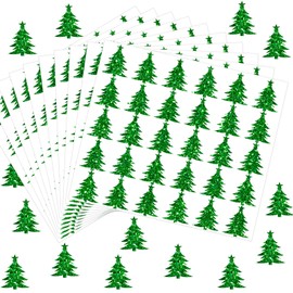 Whaline 450Pcs Christmas Tree Glitter Stickers Shiny Xmas Tree Envelop Seal Stickers Self-Adhesive Holiday Label Decals for Invitation Greeting Card Envelope Scrapbook Bottle Cup Seals