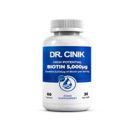 DR. CINIK Biotin 5000 mcg per Daily Serving, Vitamin B7 Food Supplement, 60 Capsules, 30 Day Supply