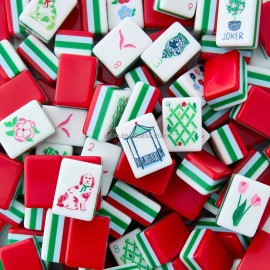 Eco-Friendly Durable Luxury 4-layer Acrylic Mahjong Tiles Engraving 160-piece American Mahjong SetColor: 7-red