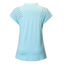 Felisou Tennis Polo Women, Ladies Golf Shirts Short Sleeve V Neck Moisture Wicking Performance Cool Quick-Dry Sport Workout Running Shirts Gym Clothes Light Blue Large