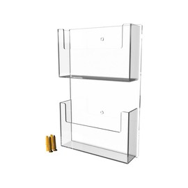 Marketing Holders Postcard Holder Wall Mount Clear Acrylic 2 Pocket Vertical Display With Hanging Hardware Organizer Literature Retail Pamphlet Leaflet Rack