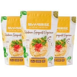 Moonrise Calabaza Espagueti Orgánica Deshidratada | 1 Solo Ingrediente | Sustituto de Pasta sin Harina, Baja en Carbohidratos y Calorías | Keto, Sin Gluten, Vegana, Non-GMO | 50 g Seco - Rinde 350 g Preparado | Lista en 4 Minutos (Pack de 3, Natural)