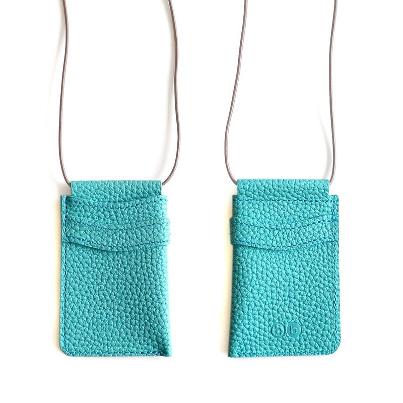 [blue bloom] bb014 ID Card Holder, Genuine Leather, Neck Strap,