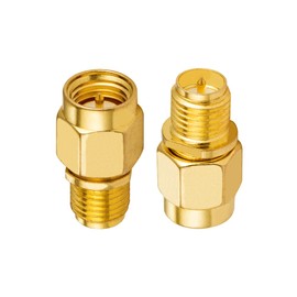 Vecys Pack of 2 WiFi Adapter SMA Male to RP-SMA Female Straight Adapter (with Pin) RF Coaxial Coaxial Straight Adapter Gold-Plated for 2G 3G 4G WiFi Antenna Router