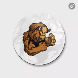 Unbranded Buffalo Fighting Mascot Animal | 4'' X 4'' Round Decorative Magnet