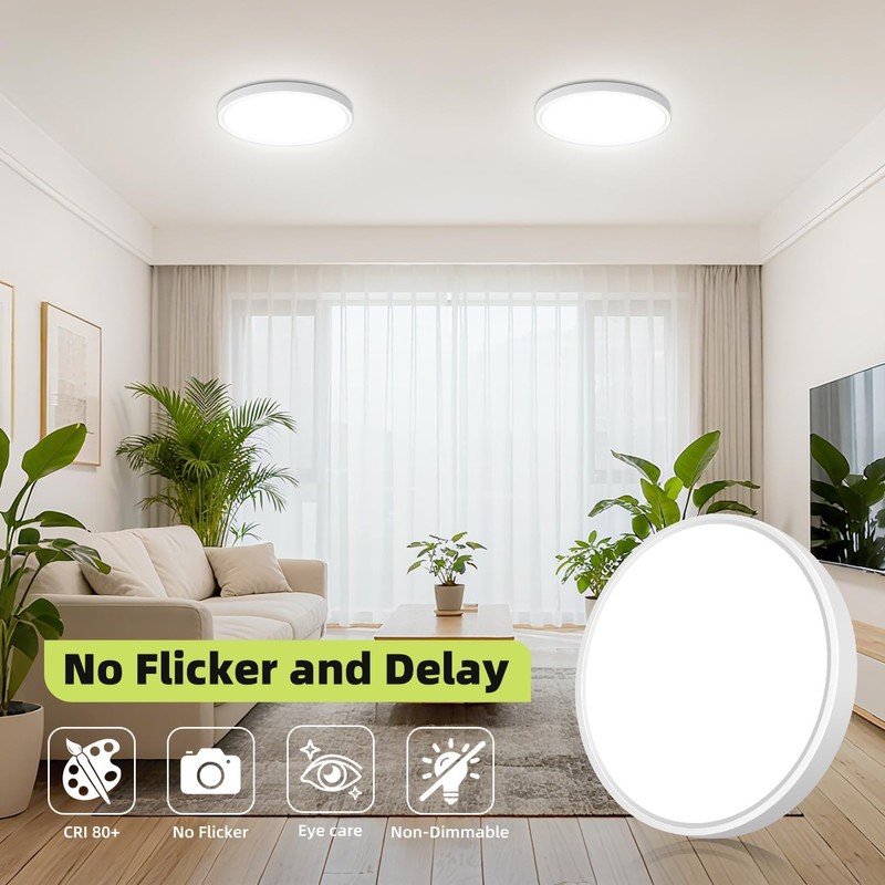 hepside Flush Mount Ceiling Light,15W 1800LM Ceiling Light Fixture,3000K/3500K/4000K/5000K/6500K Color