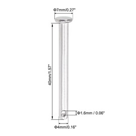 sourcing map Single Hole Clevis Pins - 4mm X 40mm Flat Head 304 Stainless Steel Link Hinge Pin 4Pcs