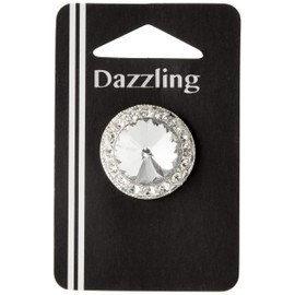 Belagio Enterprises 1-Inch Tufting Rhinestone Button 1 Piece, Silver/Crystal