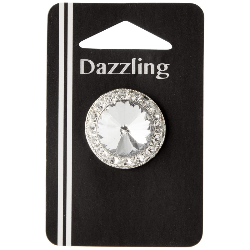 Belagio Enterprises 1-Inch Tufting Rhinestone Button 1 Piece, Silver/Crystal