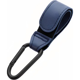 Pack of 2 Baby Universal Buggy Clips Carrier Pram Hooks, Leather Style Straps & Carabiner Clip, Hang Your Shopping Bags, Suits Every Stroller Pram Buggy, Heavy Duty Hook for Parents (Black)