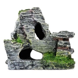 WaigN Artificial Moss Rock Aquarium Stone Cave – Resin Fish Tank Decor for Hiding and Landscaping, Small Mountain Terrain Ornament, Natural-Looking Habitat for Fish, Shrimp, and Reptiles, Decoration