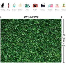 3 x 2.4 m Photo Background Green Leaves Nature Green Grass Wall Photography Background Newborn Baby Shower Wedding Birthday Party Decorations Banner Photo Wall Photo Box Photo Studio Props