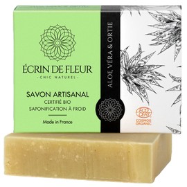 ÉCRIN DE FLEUR - Aloe Vera & Nettle Soap Bar - French Artisan Soap Handcrafted in South France, Cold Process, 3.2 oz