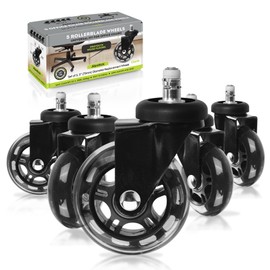Slipstick Premium Rubber Office Chair Caster Wheels (Set of 5) 3 Inch Chair Wheels for All Hard Surface Floors & Carpet, Heavy Duty Chair Replacement Wheels, Universal Fit 7/16 Inch Stem