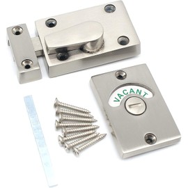 Vacant and Engaged Indicator Bolt Satin Nickel Bathroom Toilet Door Lock Indicator Thumb Turn Toilet Privacy Partition Door Lock Latch for Bathroom Toilet or Public Restroom 1 Pack.