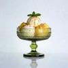 WAIT FLY Vintage Embossed Beads Glass Dessert Bowl Footed Trifle