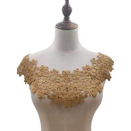 Embroidered Flowers Flower Lace Collar Applique, Embroidery Lace Trim Crochet Lace Patch Lace Motif Applique Patches Insert Collar for Sewing Craft Costume Wedding Dress Wedding Dress Decoration,
