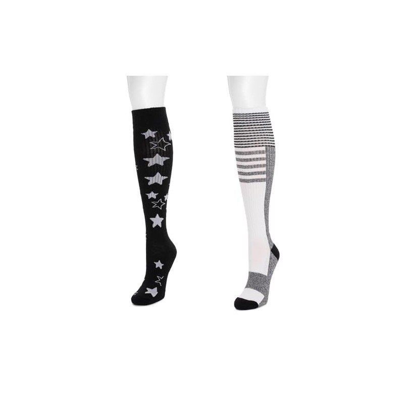 MUK LUKS Women's 2 Pack Cotton Compression Knee High Socks,