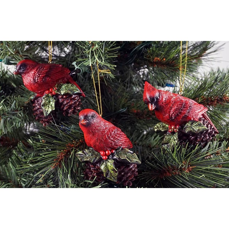 Gerson International SET OF 3 HAND PAINTED 4" RESIN CARDINAL