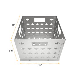 BBQ-PLUS Charcoal Firebox Basket and Smoker Door Clamps for Oklahoma Highland Bandera Longhorn,Charcoal Box,Fire Basket and Latches for Most Offset Smoker Grill,12 W x 12 D x 7.5 H,Stainless Steel