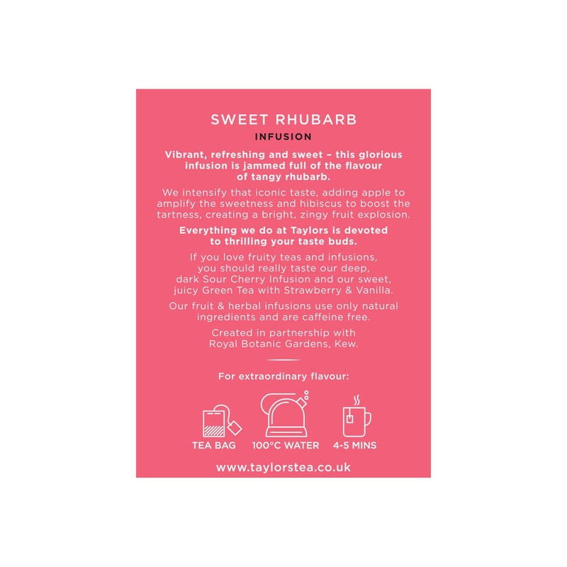 Taylors of Harrogate Sweet Rhubarb Infusion, 20 Teabags (Pack of