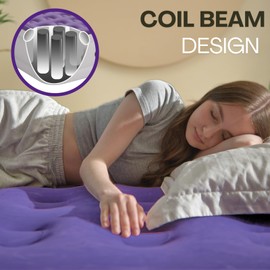 REACH HOPE Queen Air Mattress with Built in Pump, Heavy Duty Blow Up Mattress with Electric Pump, Colchon Plug in Self Inflatable Air Bed for Home, Guest and Rental House, 10 Inches Height Purple.