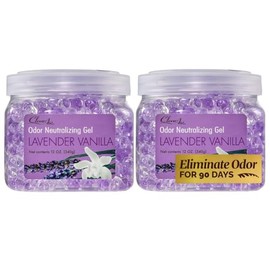 Clear Air Olor Eliminator Gel Beads – Ambientador – 2 Pack (2 x 12 oz), Lavanda (Lavender Vanilla), 2