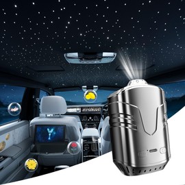 Laooteyy Car Star Projector with Smart Air Freshener Diffuser, Car Interior Decor, Ceiling LED Lights with 6 Scents, Vent Clip Roof Accent Light, Auto On/Off, Black (Starry Sky)