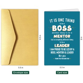 Chenive Thank You Card for Boss Leader Mentor, Funny Boss's Day Card for Men Women, Boss Birthday Card, Appreciation Card for Manager Employer, Proud to be Led by You