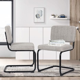 Adeco Velvet Dining Set of 2, Comfy Back & Chrome Metal Base, Modern Upholstered Armless Chairs Seat for Bedroom Living Room Side Table, Grey