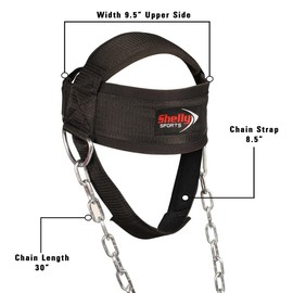 SHELLY Neck Harness for Weight Training Premium Neck Workout Builder Neck Exerciser Head Harness Injury Recovery with Adjustable Long Steel Chain and Strap Improve Muscle Strength