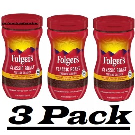 Folgers 3 Pack - Folgers Classic Roast Instant Coffee Crystals, 16 oz.