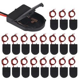D-FLIFE 20pcs Button Battery Holder Coin Cell Battery Holder with Switch 1X CR2032 Battery Holder Battery Storage Boxes Cover with Leads On ON-Off Switch Socket Container CR2032 3V-Black