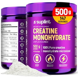 Сreatin Monohydrate Powder 500 g - 147 Servings - 100% Pure Creatine Monohydrate - Creatine Micronised Quality - Vegan, GMO Free - Sports Nutrition for Strength, Muscles & Regeneration