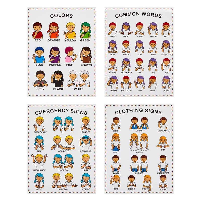 Bright Creations Sign Language Posters for Kids, Teacher Classroom Supplies