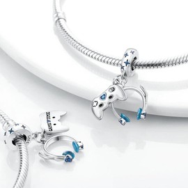 925 Sterling Silver Game Console and Headphones Charm Pendant, for Bracelets and Necklaces, for Woman, Mother, Daughter, Sister, Friend, Fits European Bracelets