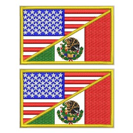 EmWoot 2PCS American Mexican Flag Patch Embroidered Morale Patch Military Tactical Patches Hook and Loop Applique Fastener